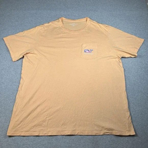 Vineyard Vines Orange Whale Pocket Tee 100% Cotton XXL Made in Peru - Picture 1 of 6